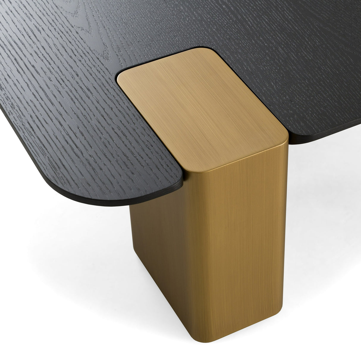 Harold - Modern Black + Brushed Gold Oak Square Nesting Coffee Table Set - View Image 1