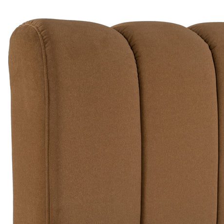 Eastern King Harris + Emilio - Modern Brown Fabric + Burlap + Walnut 4-Piece Bedroom Set