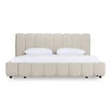 Eastern King Harris - Modern Off-White Fabric Bed - View Image 1