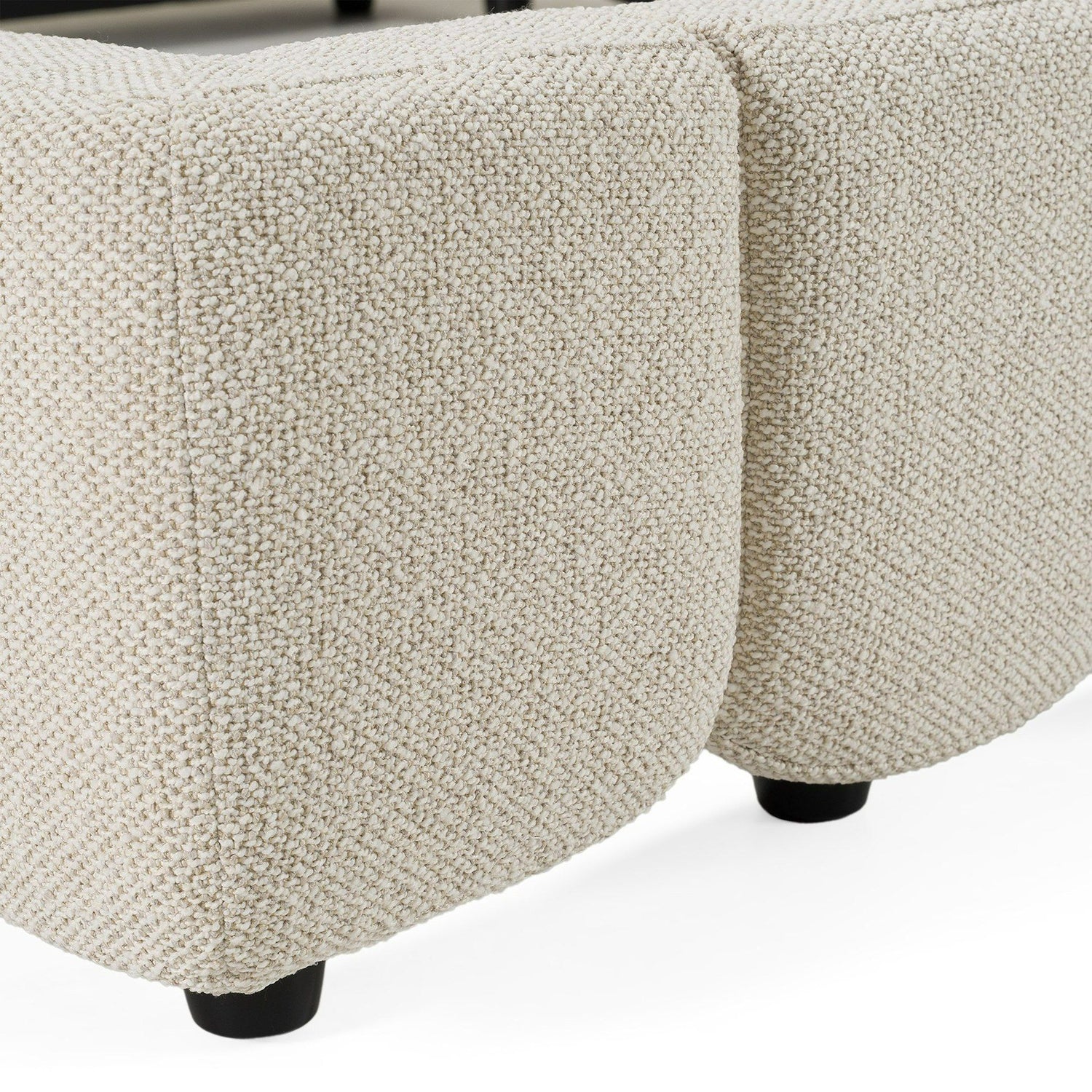 Eastern King Harris + Dustin - Modern Off-White Fabric + Natural Oak 4-Piece Bedroom Set