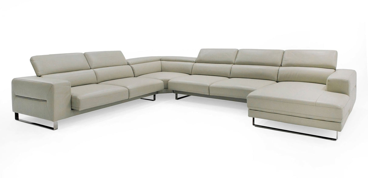 Divani Casa Hawkey - Contemporary Light Grey Leather RAF Chaise Sectional Sofa - VGKK - KF1066 - LG - Home Elegance USA - 1