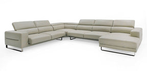 Divani Casa Hawkey - Contemporary Light Grey Leather RAF Chaise Sectional Sofa | Home Elegance USA