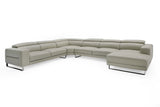 Divani Casa Hawkey - Contemporary Light Grey Leather RAF Chaise Sectional Sofa