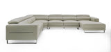 Divani Casa Hawkey - Contemporary Light Grey Leather RAF Chaise Sectional Sofa | Home Elegance USA