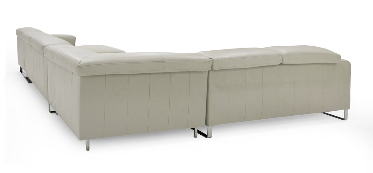 Divani Casa Hawkey - Contemporary Light Grey Leather RAF Chaise Sectional Sofa