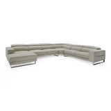 Divani Casa Hawkey - Contemporary Light Grey Leather LAF Chaise Sectional Sofa