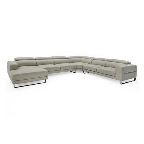 Divani Casa Hawkey - Contemporary Light Grey Leather LAF Chaise Sectional Sofa