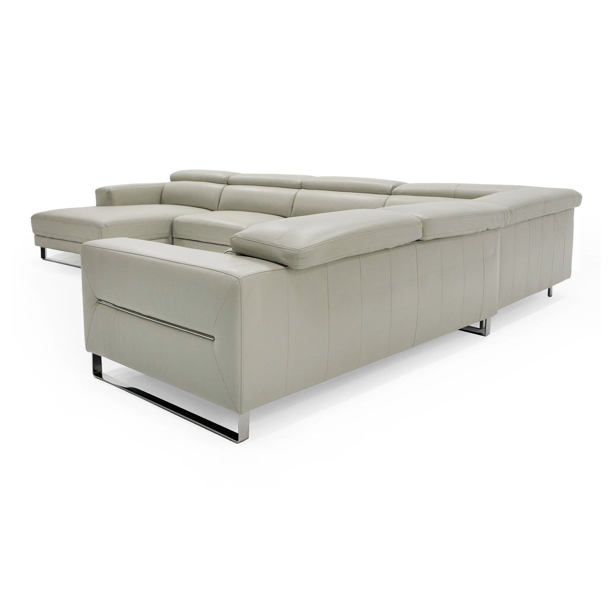 Divani Casa Hawkey - Contemporary Light Grey Leather LAF Chaise Sectional Sofa