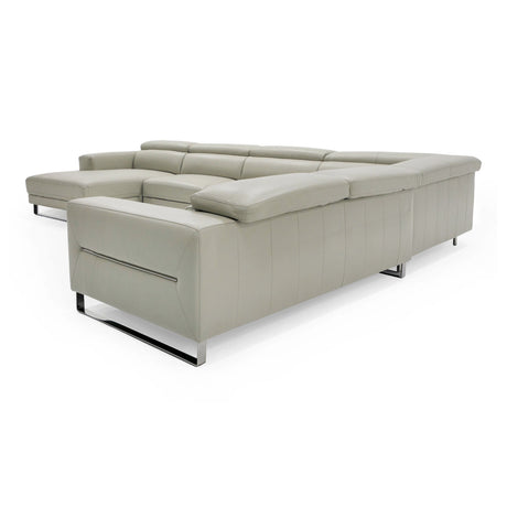 Divani Casa Hawkey - Contemporary Light Grey Leather LAF Chaise Sectional Sofa