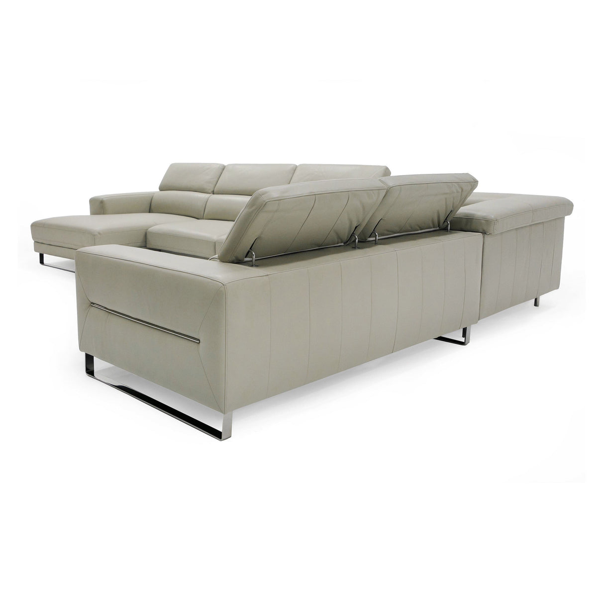 Divani Casa Hawkey - Contemporary Light Grey Leather LAF Chaise Sectional Sofa