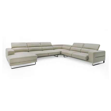 Divani Casa Hawkey - Contemporary Light Grey Leather LAF Chaise Sectional Sofa