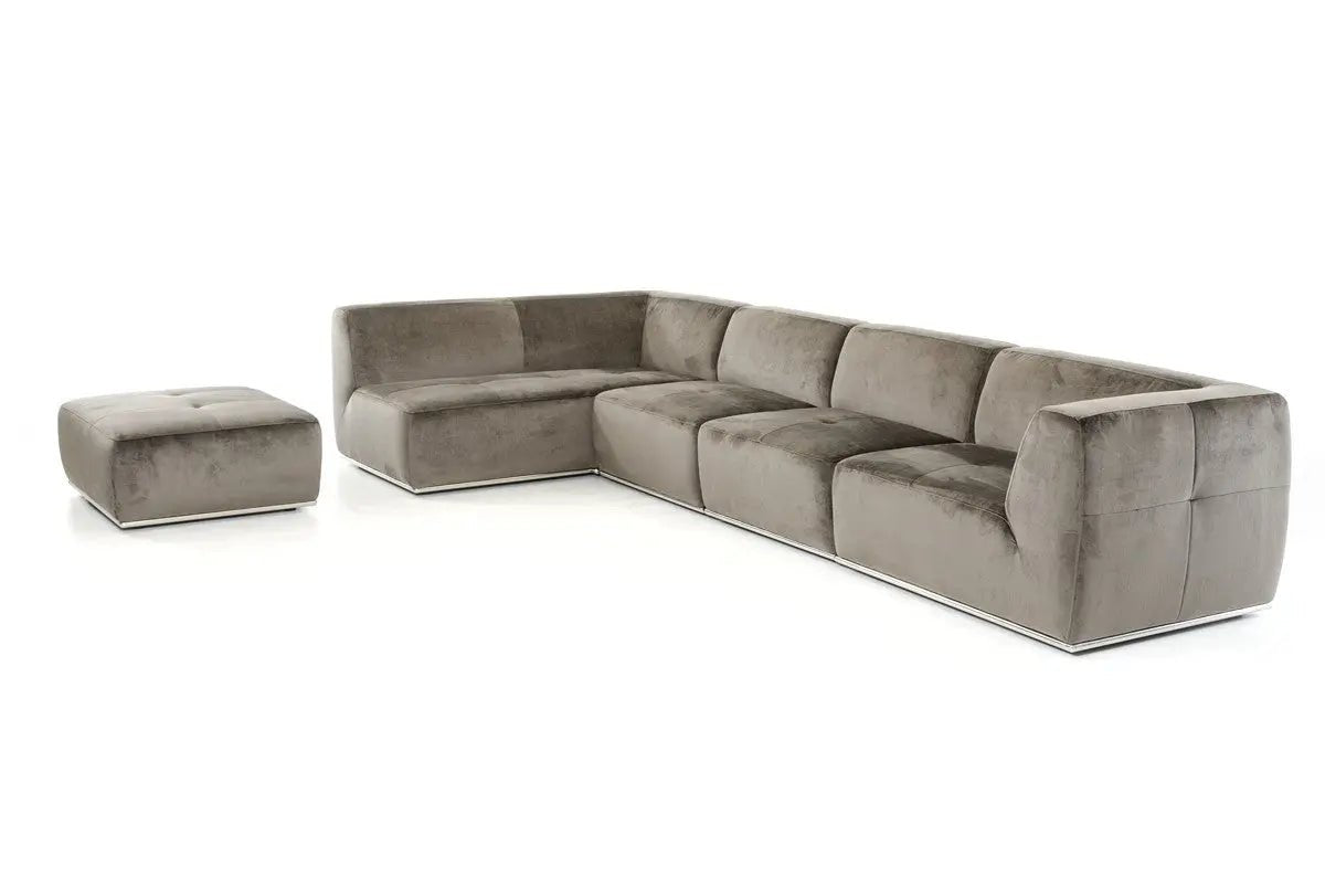 Divani Casa Hawthorn Modern Grey Fabric Sectional Sofa And Ottoman Vgkk2388 - Laf - C - 649 - VGKK2388 - LAF - C - 649 - Home Elegance USA - 2