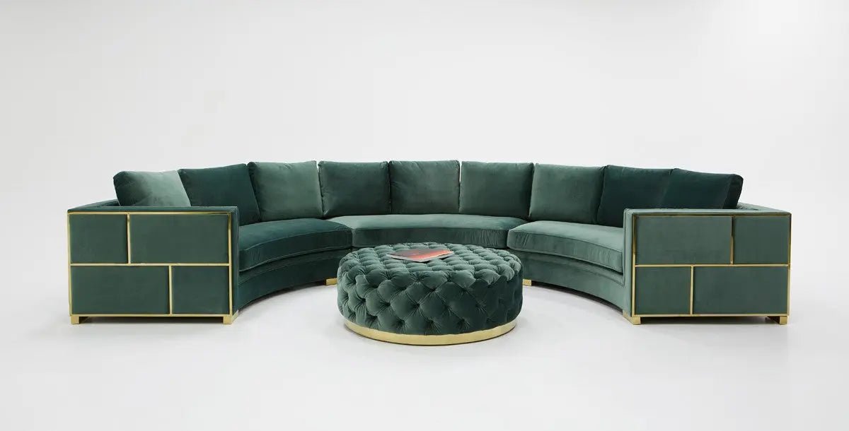 Divani Casa Ritner Modern Green Velvet Circular Sectional Sofa Vgyuhd - 1840 - B - Grn | Home Elegance USA