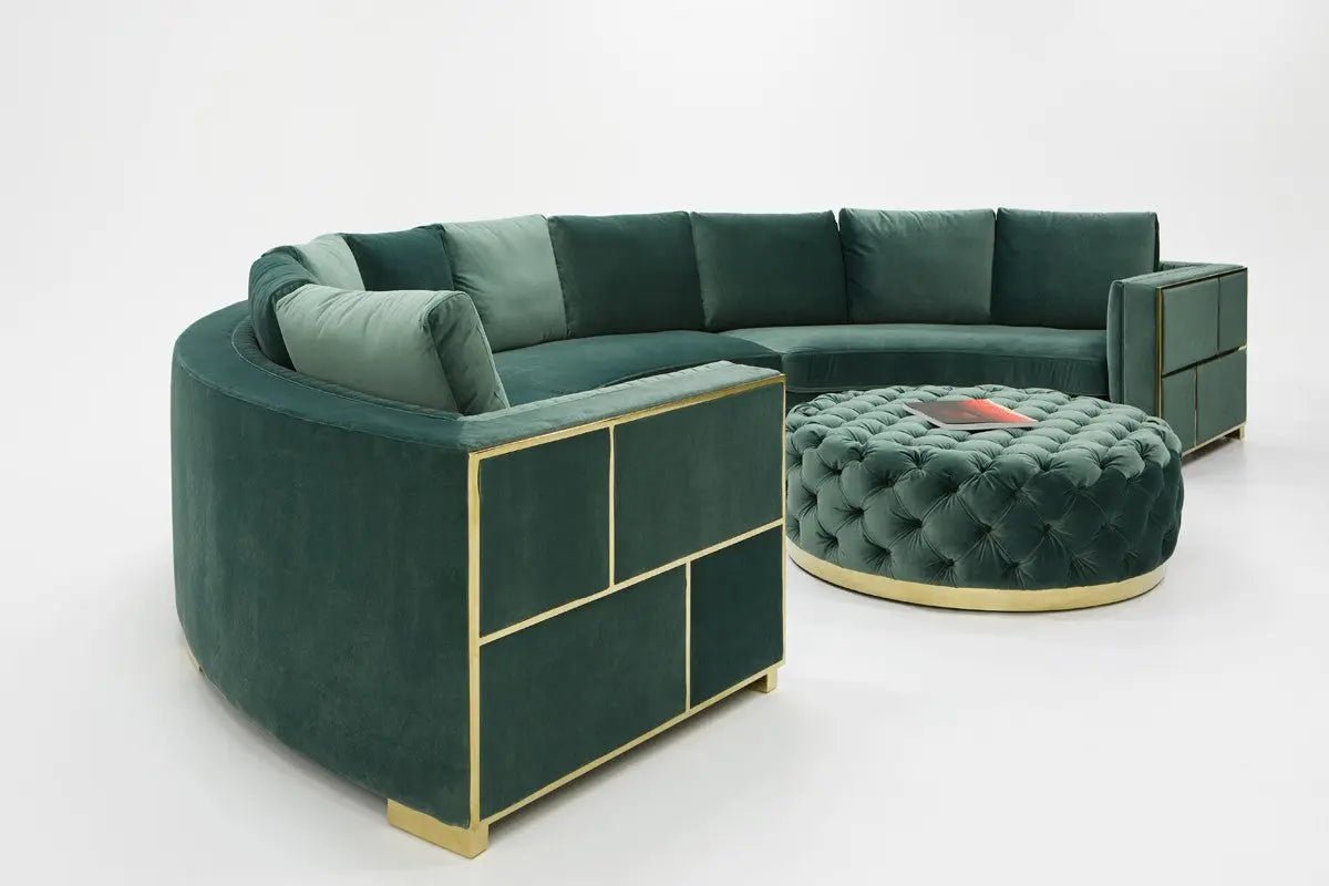 Divani Casa Ritner Modern Green Velvet Circular Sectional Sofa Vgyuhd - 1840 - B - Grn | Home Elegance USA