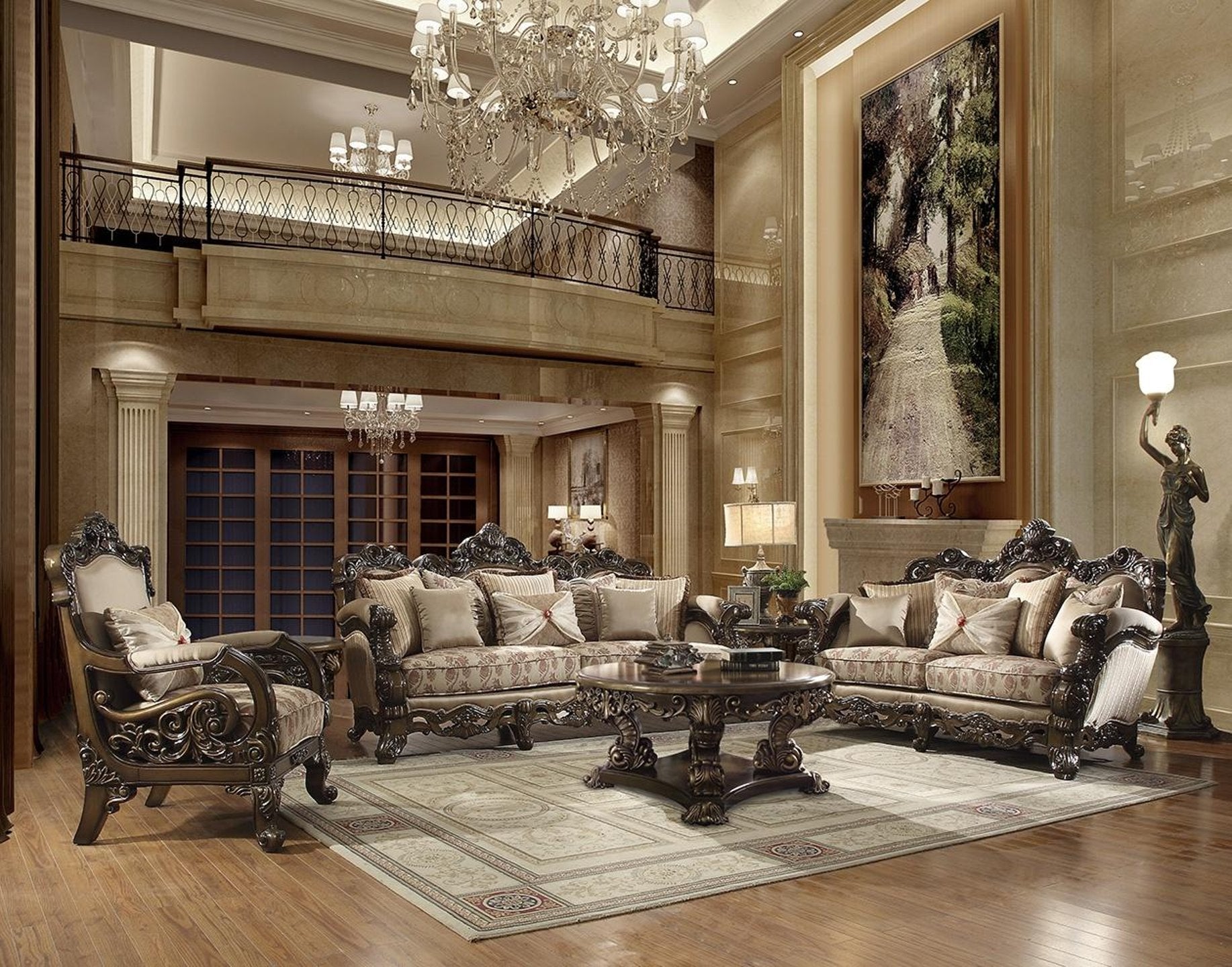 HD-2658 Traditional Living Room Set by Homey Design – Brown Cherry