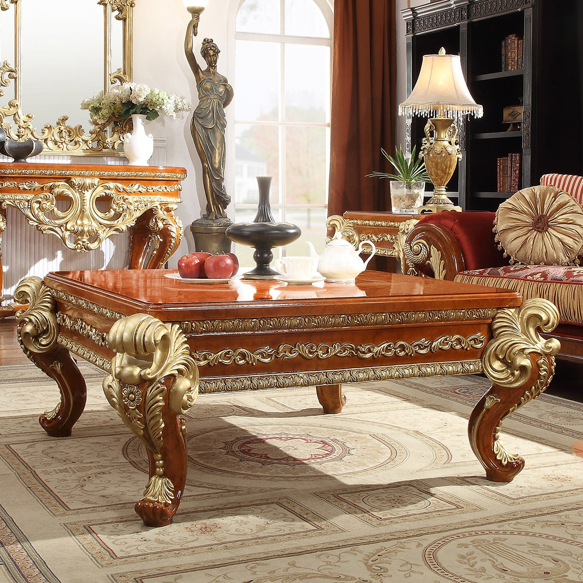 HD-821 Living Room Set in Rich Brown & Gold - Traditional | Homey Design