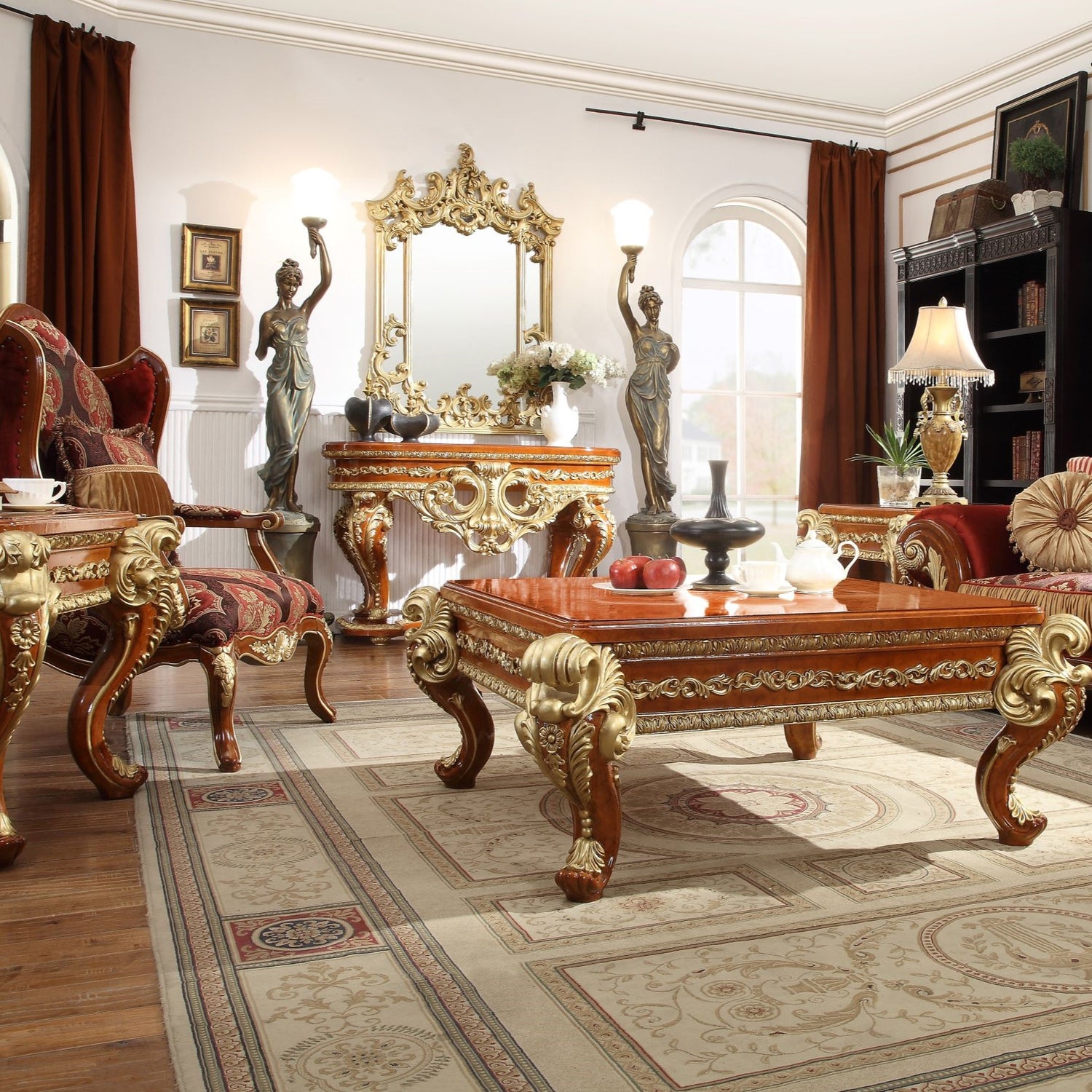 HD-821 Living Room Set in Rich Brown & Gold - Traditional | Homey Design