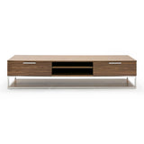 Modrest Heloise - Modern Walnut and Stainless Steel TV Stand