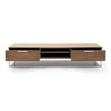 Modrest Heloise - Modern Walnut and Stainless Steel TV Stand