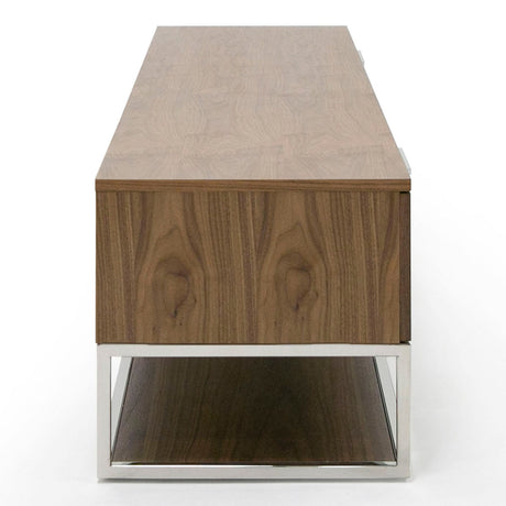 Modrest Heloise - Modern Walnut and Stainless Steel TV Stand