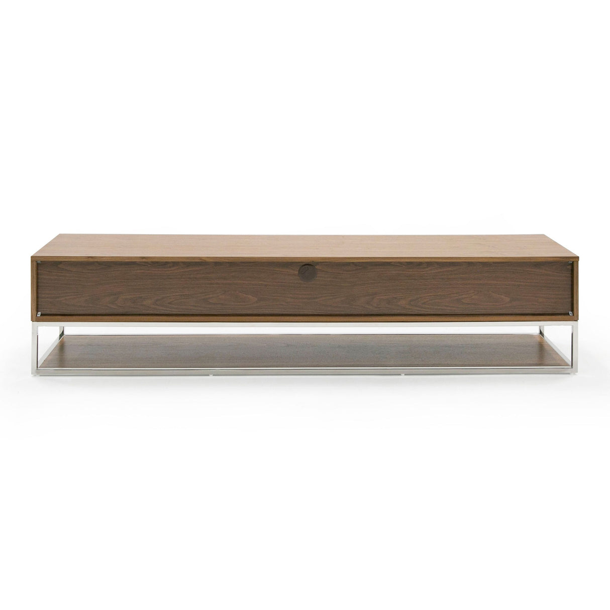 Modrest Heloise - Modern Walnut and Stainless Steel TV Stand