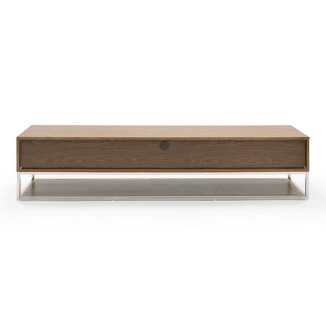 Modrest Heloise - Modern Walnut and Stainless Steel TV Stand