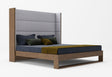 Eastern King Heloise - Contemporary Grey Fabric & Walnut Trim Bed - View Image 1