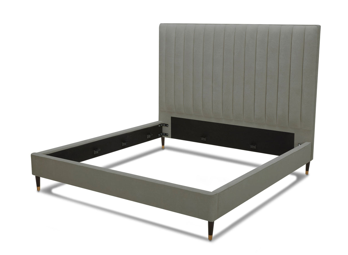 Hemlock - Eastern King Modern Grey Velvet Bed - View Image 1