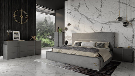Hollywood Italian Contemporary Grey Nubuck Leather King Bed – VIG Furniture - sold by Home Elegance USA