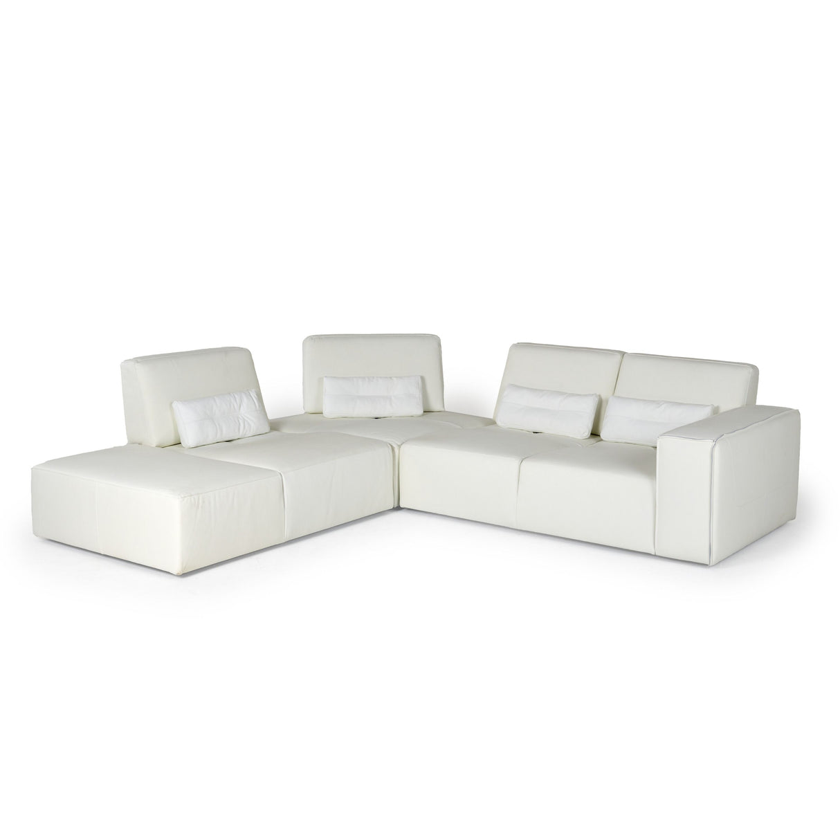 LaMod Italia Hollywood Italian White Leather Left-Facing Chaise Sectional Sofa – Modern Luxury Seating