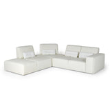 LaMod Italia Hollywood Italian White Leather Left-Facing Chaise Sectional Sofa – Modern Luxury Seating