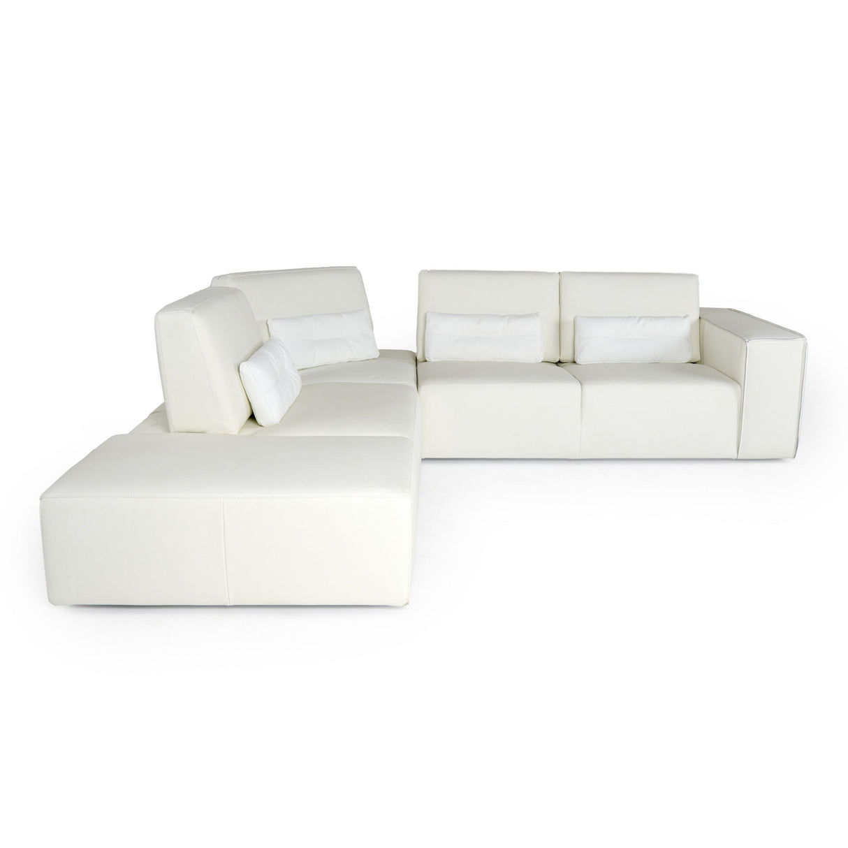 LaMod Italia Hollywood Italian White Leather Left-Facing Chaise Sectional Sofa – Modern Luxury Seating