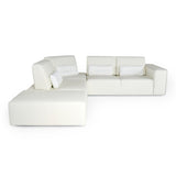 LaMod Italia Hollywood Italian White Leather Left-Facing Chaise Sectional Sofa – Modern Luxury Seating - Home Elegance USA