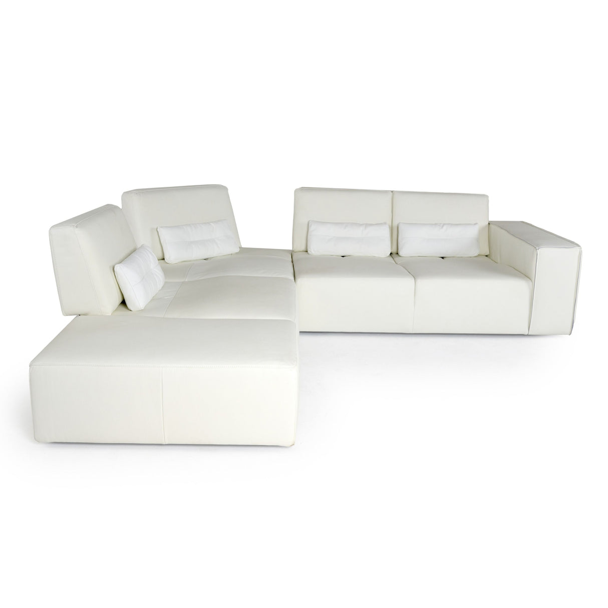 LaMod Italia Hollywood Italian White Leather Left-Facing Chaise Sectional Sofa – Modern Luxury Seating - Home Elegance USA