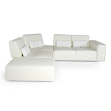 LaMod Italia Hollywood Italian White Leather Left-Facing Chaise Sectional Sofa – Modern Luxury Seating