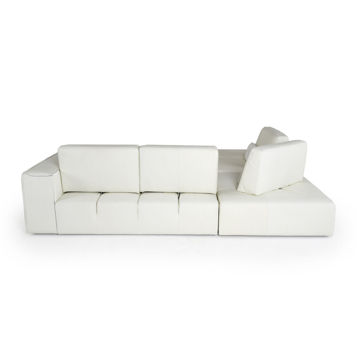 LaMod Italia Hollywood Italian White Leather Left-Facing Chaise Sectional Sofa – Modern Luxury Seating