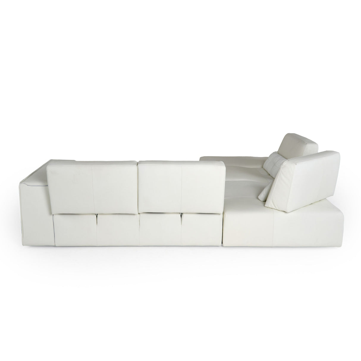 LaMod Italia Hollywood Italian White Leather Left-Facing Chaise Sectional Sofa – Modern Luxury Seating - Home Elegance USA