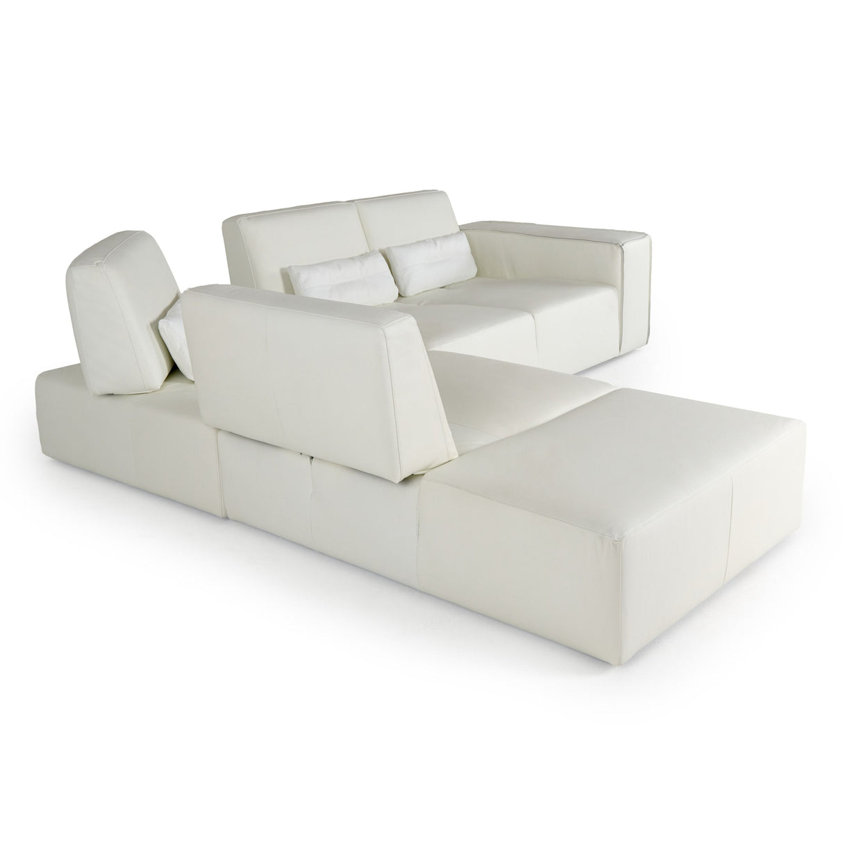 LaMod Italia Hollywood Italian White Leather Left-Facing Chaise Sectional Sofa – Modern Luxury Seating