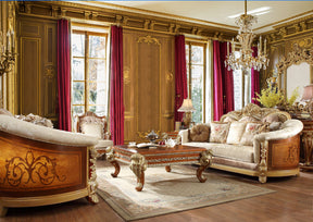 HD-821 Living Room Set in Rich Brown & Gold - Traditional | Homey Design