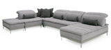 David Ferrari Horizon - Modern Grey Fabric + Grey Leather U Shaped Sectional Sofa | Home Elegance USA