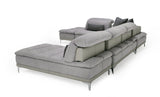 David Ferrari Horizon - Modern Grey Fabric + Grey Leather U Shaped Sectional Sofa | Home Elegance USA