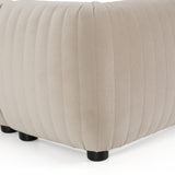 Eastern King Hortman + Chelton - Modern Beige Velvet + Walnut 4-Piece Bedroom Set