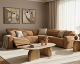 Horton - Modern Brown Fabric Sectional Sofa w/ 3 Recliners - View Image 1