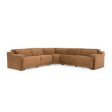 Horton - Modern Brown Fabric Sectional Sofa w/ 3 Recliners - View Image 1