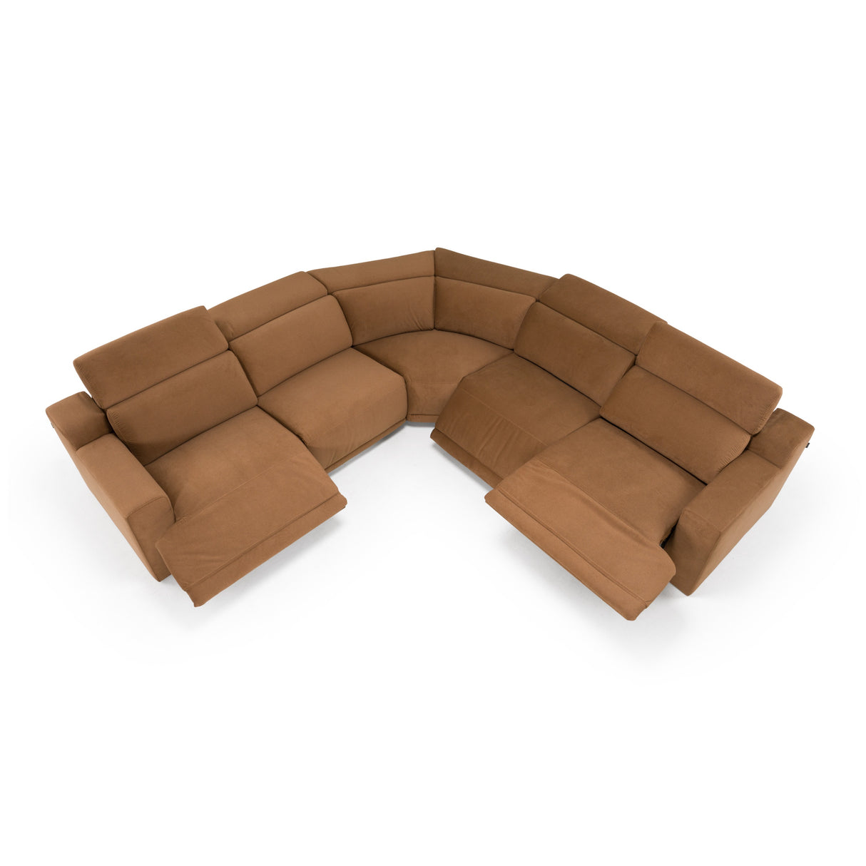 Horton - Modern Brown Fabric Sectional Sofa w/ 3 Recliners - View Image 1