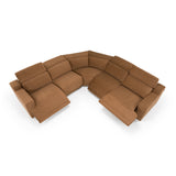 Horton - Modern Brown Fabric Sectional Sofa w/ 3 Recliners - View Image 1