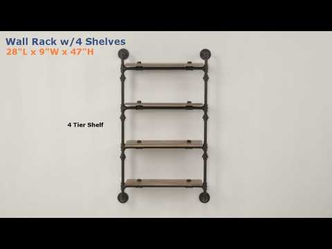 Acme - Brantley Wall Rack W/4 Shelves AC00737 Oak & Sandy Black Finish