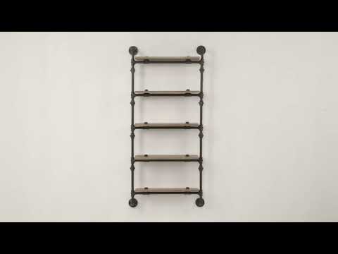 Acme - Brantley Wall Rack W/5 Shelves AC00738 Oak & Sandy Black Finish