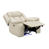 Homelegance Huron Beige Power Reclining Chair – angle open view