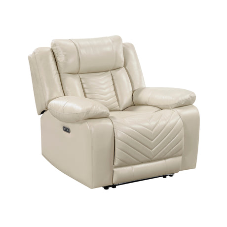 Homelegance Huron Beige Power Reclining Chair – angle View